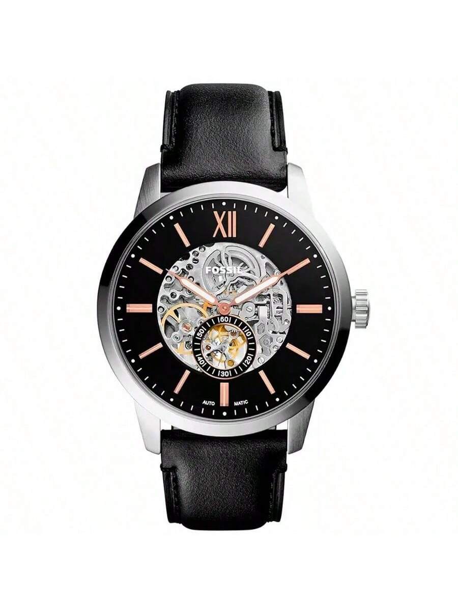 

Fossil Мужские автоматические часы Townsman Casual с круглым циферблатом и кожаным ремешком, модные часы, подходящие для повседневной носки, подарок на день рождения или праздник для мужчин ME3153 чёрный