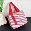 Striped Canvas Tote Bag with Zippered Outer Pocket – Versatile, Large-Capacity Bag for Women As Lunch, Mummy, or Work Bag