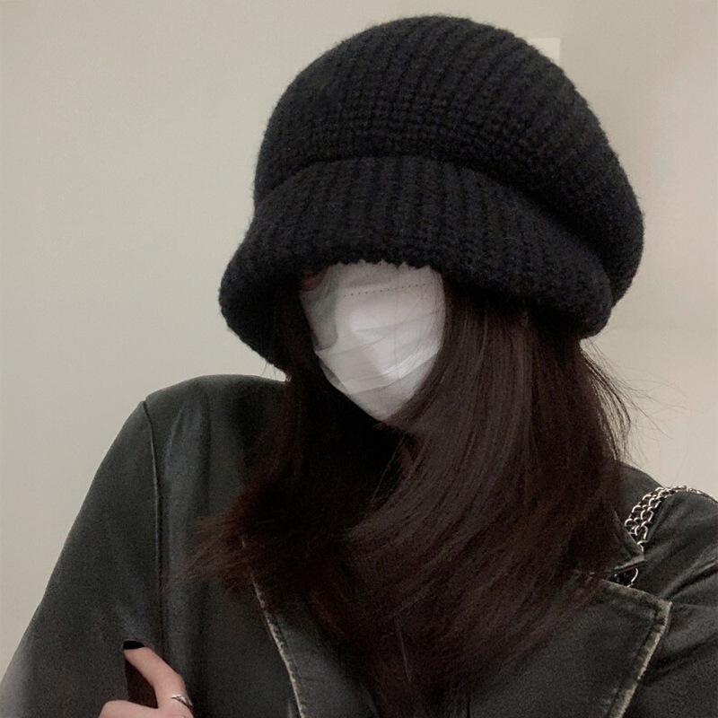 Big Head Circumference Black Cold Hat Children's Season Versatile Confinement Warm Knitted Wool Hat Large Size Stacking Pullover Hat