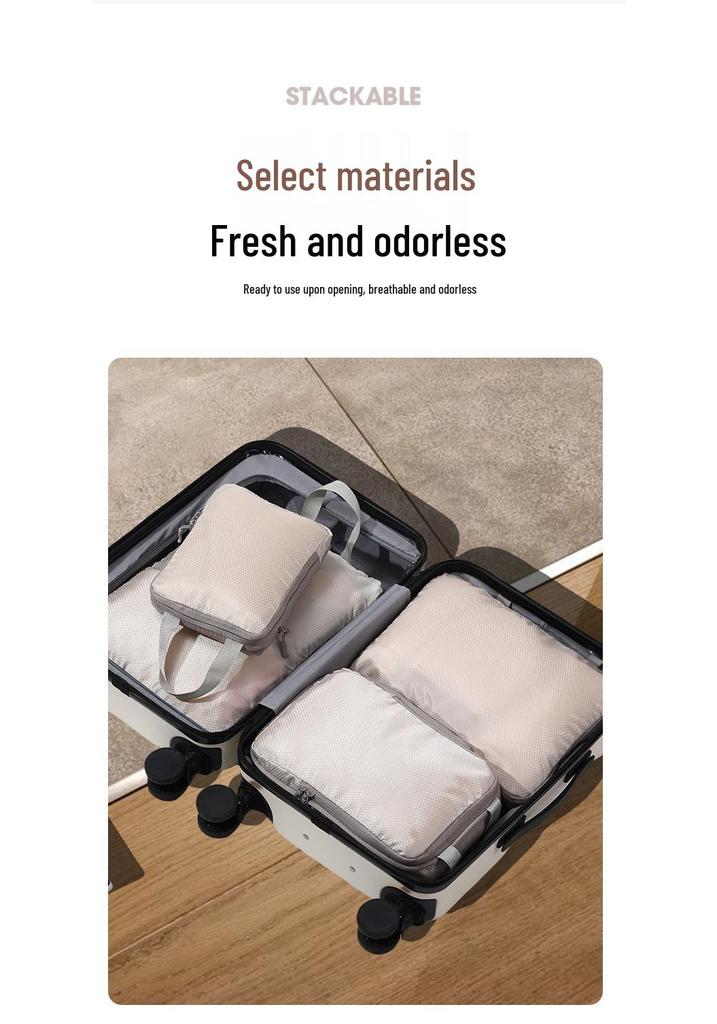 Four-Piece Compression and Moisture-Proof Travel Storage Bag Set for Luggage, Toiletries, and Makeup