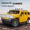 Large 1/18 Hummer H2 Alloy Off Road Car Diecast Metal Model Sound Light Pull Back Toy Collect Display Ornament Children Toy Gift