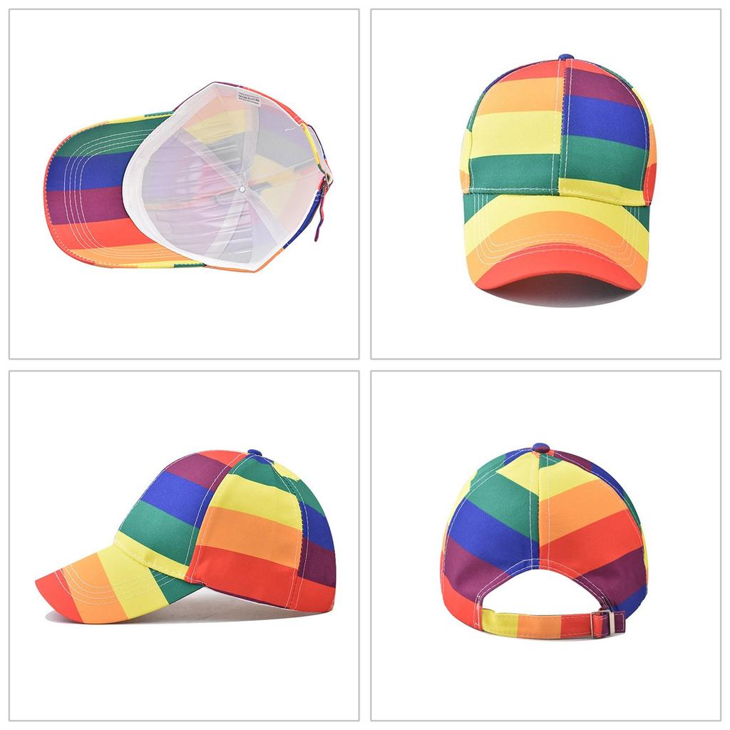 Subkultur Lässiger Sport Hut Bunter Baseballhut Regenbogen Verstellbare Papa Hüte für Reisen Fitness Training