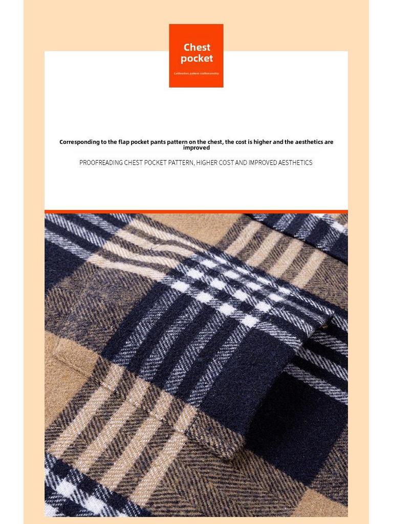 Men's Cotton Plaid Long-Sleeve Shirt - Fashionable, Casual, Versatile with Pockets