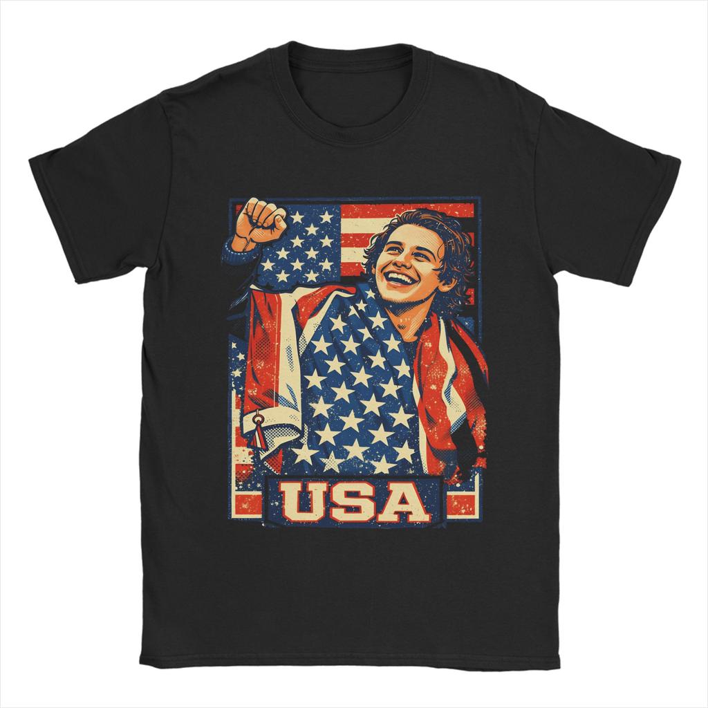 Hockey Hughes 86 USA T-Shirt Sommer Ästhetische T-Shirts Baumwolle Neuheit T-Shirt Für Unisexs Kurzärmelige Gemusterte Oberteile