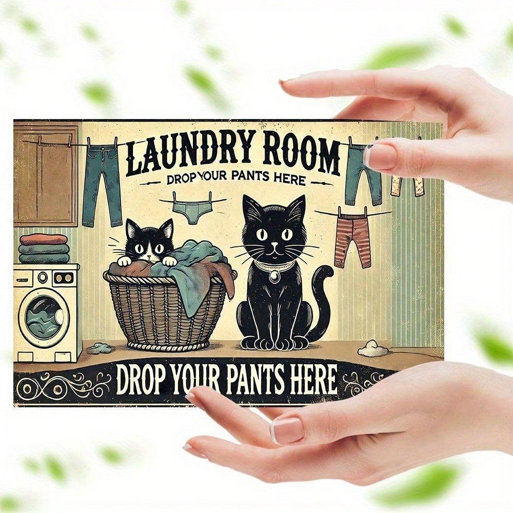 

Vintage Metal Wall Art Cat Laundry Room Decor Vintage Tin Sign