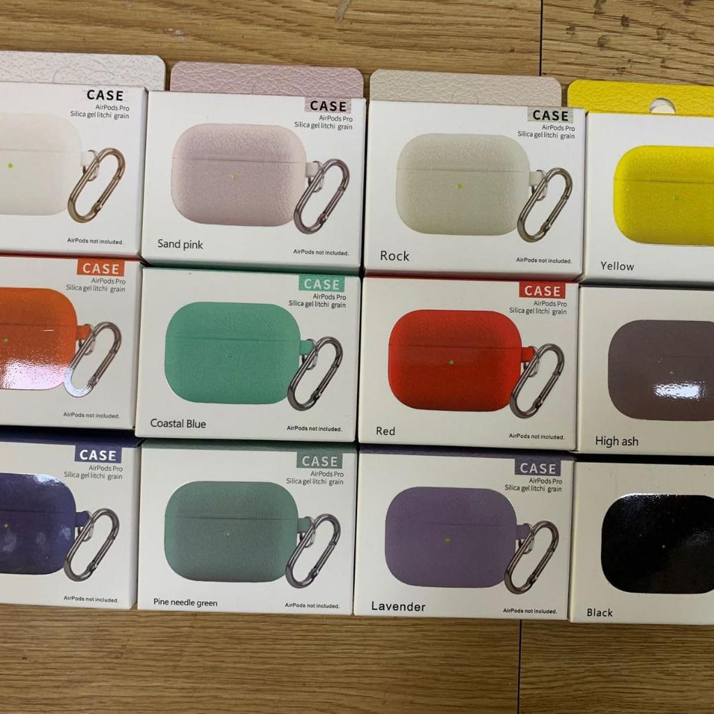 Lychee Pattern Silicone Case with Carabiner for AirPods Pro