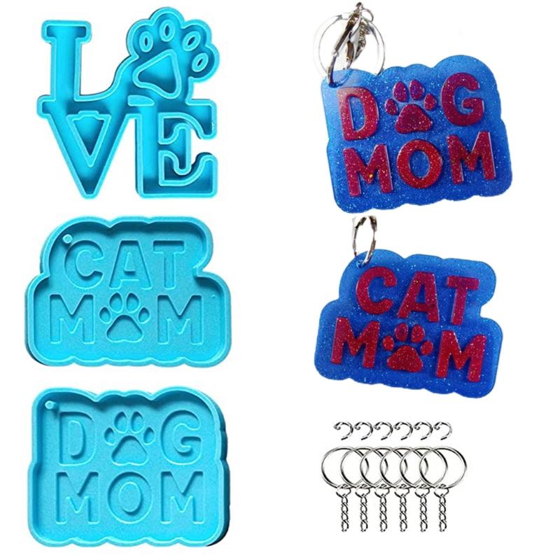 Silicone Glue Mold Set Dog Love Tag Molds for Epoxy Resin Pets Tag Molds for DIY Crafts Making or Homemade Crafts