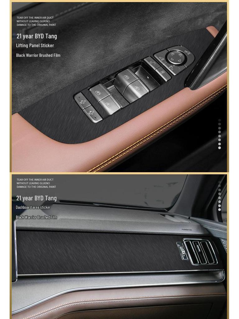Black Warrior Gebürsteter Autoaufkleber für 17-21 BYD Tang Innenraum Mittelkonsolen Dekoration