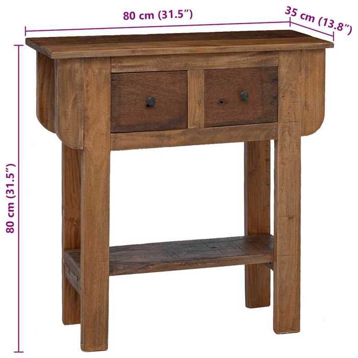 VidaXL Table console Bois de récupération massif 80 x 35 x 80 cm