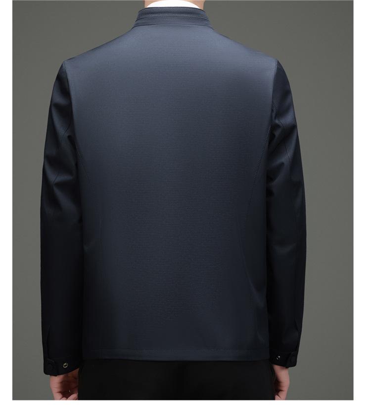 2026 Spring Men's Plus Size Business Jacket - Solid Color, High-End Stand-up Collar Outerwear