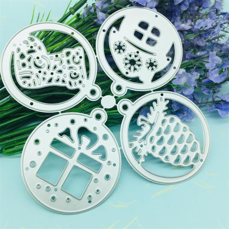 Patru decorațiuni cu pandantiv de Crăciun Scrapbooking, șabloane pentru tăierea metalelor, pentru decorarea cardurilor de hârtie DIY