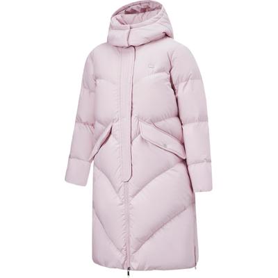 Solid Color Zipper Hooded Long Down Jacket Women Outerwear Purple AYMT116-5