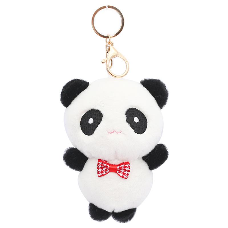 

Sweet Panda Plush Keychain 12cm Stuffed Animal Soft Snow Mink Fabric Cute Accessory Bag чёрный