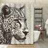 Black And White Art Leopard Print Shower Curtain Washable Dirt-Resistant Shower Head Waterproof Polyester Bath Curtain
