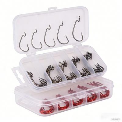 51Lure Bait Set Soft Bait Fishing Hook Box Wide Belly Curved Hook Fishing Gear Accessories Fishing Supplies