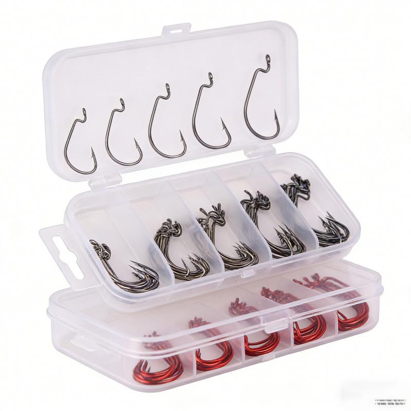 51Lure Bait Set Soft Bait Fishing Hook Box Wide Belly Curved Hook Fishing Gear Accessories Fishing Supplies
