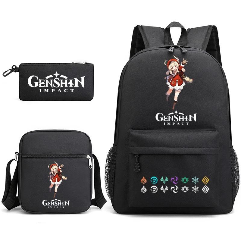 Genshinimpact Yuanshen School Bag Three-Piece Pencil Case Shoulder Bag Backpack 3-piece set