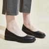Shoes Black Round Head Low Heel Thick Sole Professional Shallow Mouth Leather Shoes Flat Sole Comfortable Single Shoes