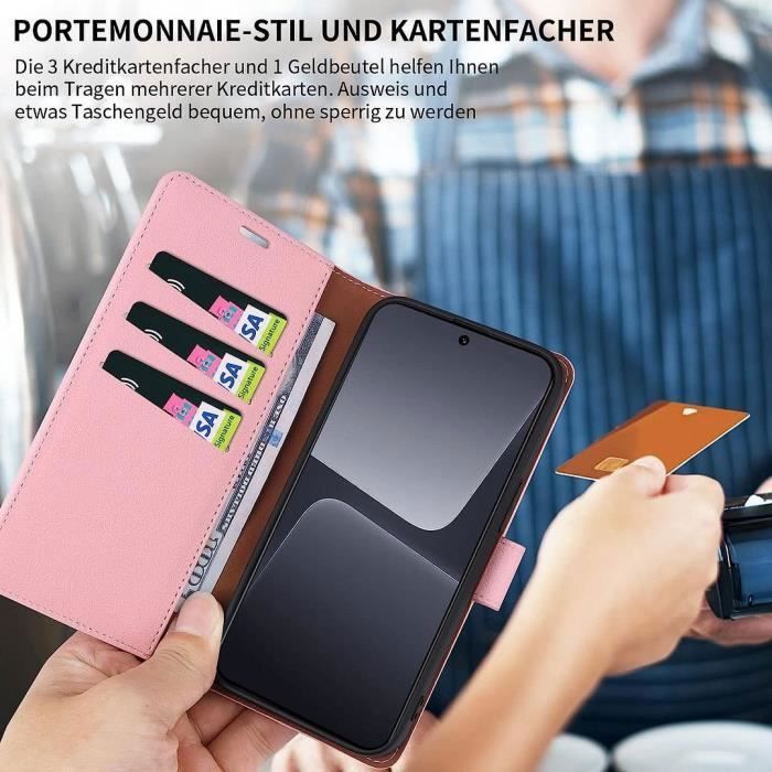 Hülle für Xiaomi 13 Pro - E.F.CONNECTION - Magnetverschluss - Lederoptik - Rosa