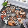 Owl Collage Round Area Rug,Carpet Rug for Living Room Bedroom Sofa Playroom Decor,Non-slip Floor Mat