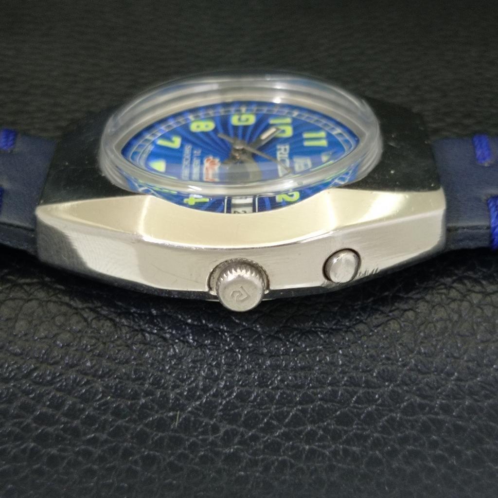 JAPAN VINTAGE RICOH R31 AUTOMATIC MENS BLUE COLOR DIAL WATCH A701934-5 R207-a701934