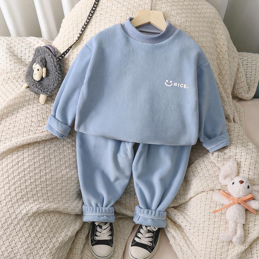 Children's thermal underwear, boys' winter and autumn clothes, autumn pants set, Korean version pajamas, girls' autumn and winter fleece home clothes