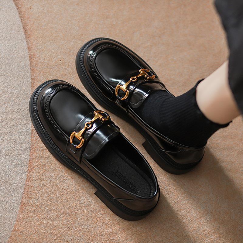 Spring 2025 new black Mary Jane single shoes platform non-slip British style JK loafer small leather shoes women's single shoes