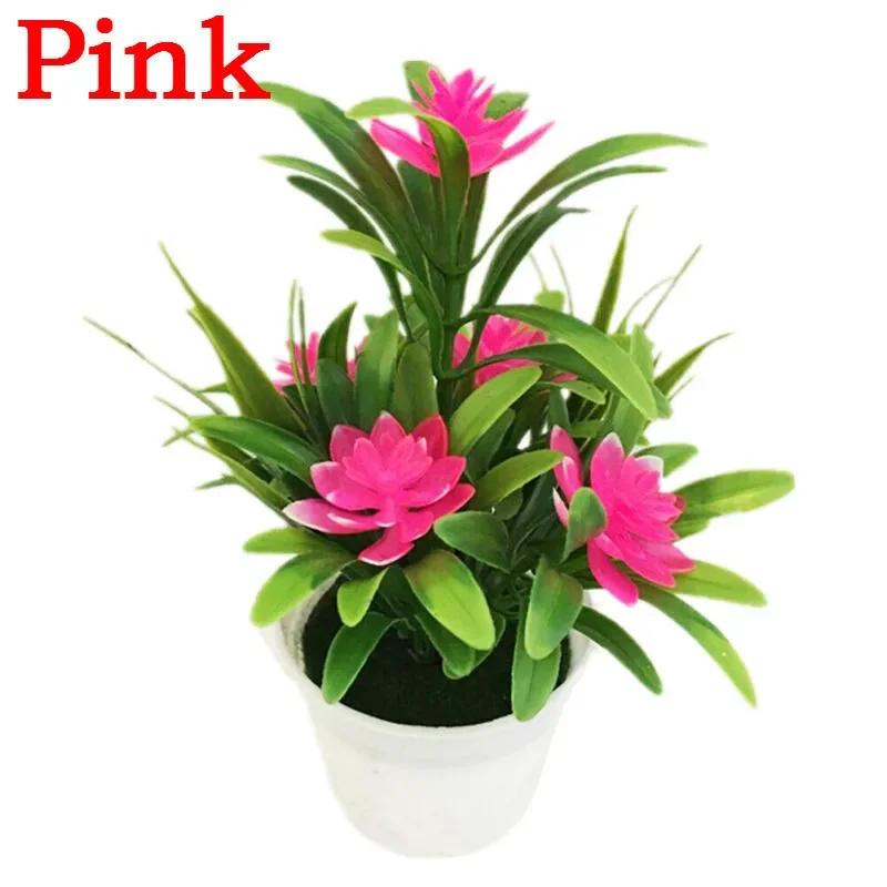 Artificial Flower Potted Plant - Fake Flower Model for Wedding Party Decoration Home Office Ornament Plastic Simulation Greenery