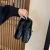 Inner Height Increase Black British Style Small Leather Shoes Women's Shoes 2025 New Spring and Autumn Retro Lace-up Loafers Single Shoes