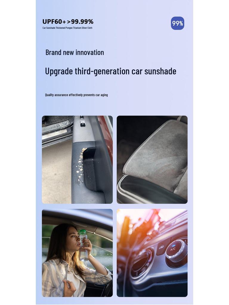 Full Bend Handle Front Windshield Sunshade: Umbrella-Style, Heat-Insulating Sun Protection with Pull Rope