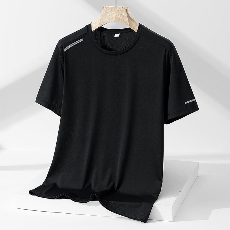 Men's Summer Ice Silk Quick-Dry Mesh T-Shirt - Breathable, Lightweight, Short Sleeve Trendy Base Layer In White.