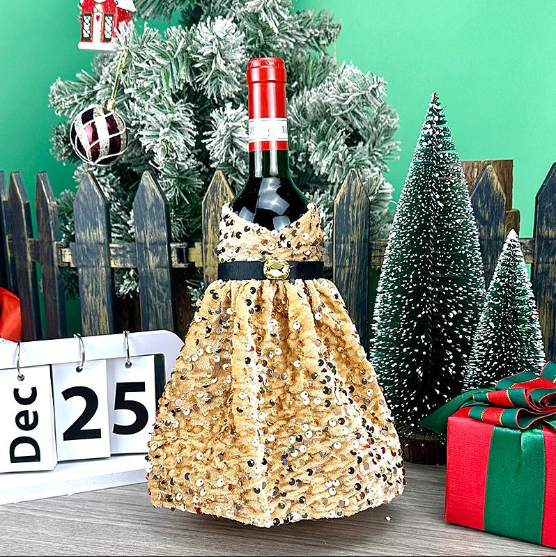 Copribottiglia di Vino di Natale Paillettes Maniche per Bottiglia di Champagne Vestito per Bottiglia di Vino per Natale Matrimoni Feste di Compleanno Forniture