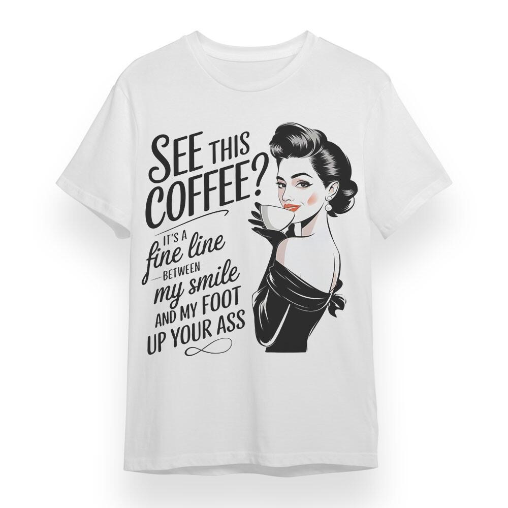 Women s T-shirt with See This Coffee Unisex White 100% Cotton Plus Size Tee USA L