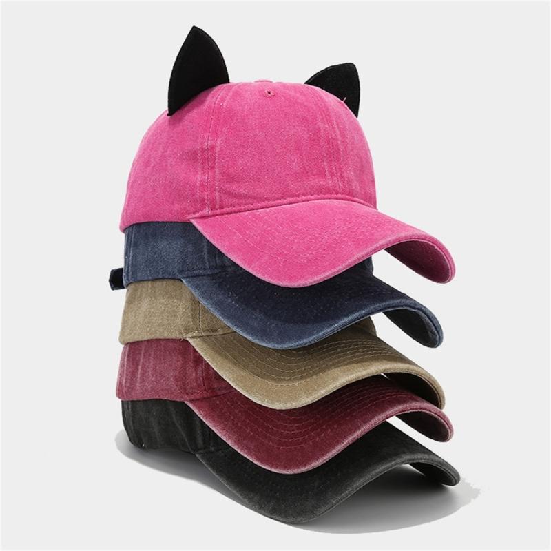 Cats Ear Baseball Hat for Girls Women Kitten Ears Casual Hat for Sports Gym Mountain Camping Hat Outdoor Activity