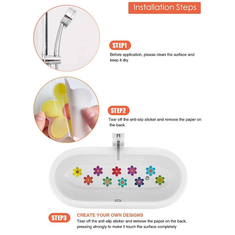 10 pieces of cartoon pattern bathroom bathtub anti-slip stickers, self-adhesive anti-slip stickers for stair floors