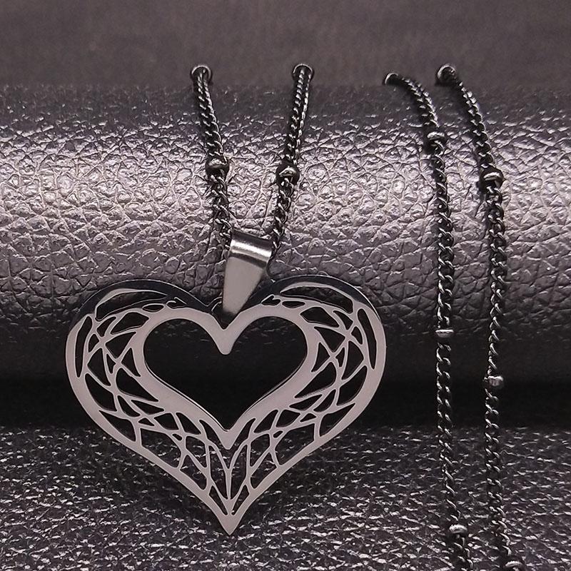 Heart Stainless Steel Necklace Women Gold Color Love Necklaces Jewelry Valentine's Day Gift Inoxidable Joyeria Mujer N619S01