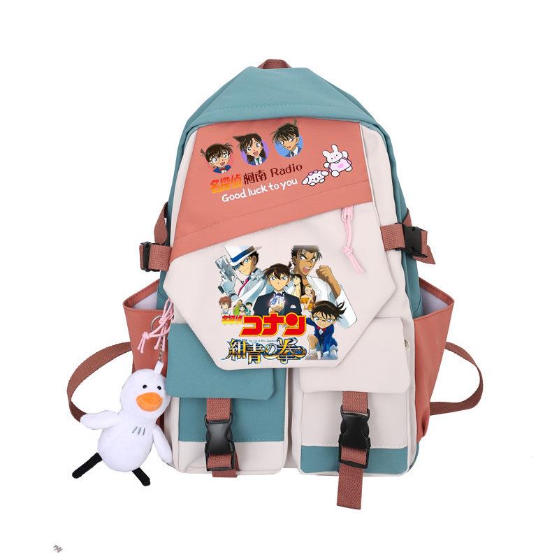 3 Piece School Backpack Set for Students Large Capacity Oxford Cloth Schoolbag with Shoulder Strap and Pencil Case