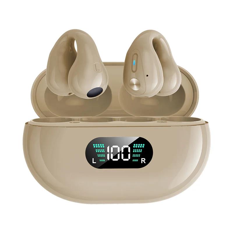 New Wireless Headphones Bluetooth 5.3 Bone Conduction Earphones Earclip Design Touch Control Led Earbuds Sports Headsets
