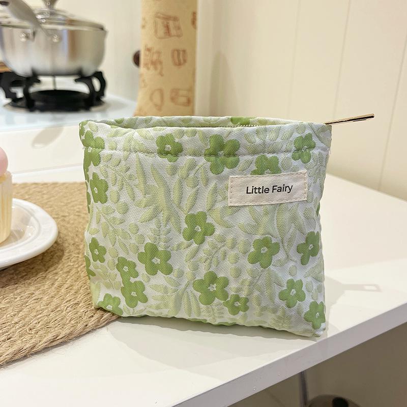 Pink Floral Makeup Bag: Women's Portable, Large Capacity, Small Size Travel Toiletry and Skincare Storage Bag