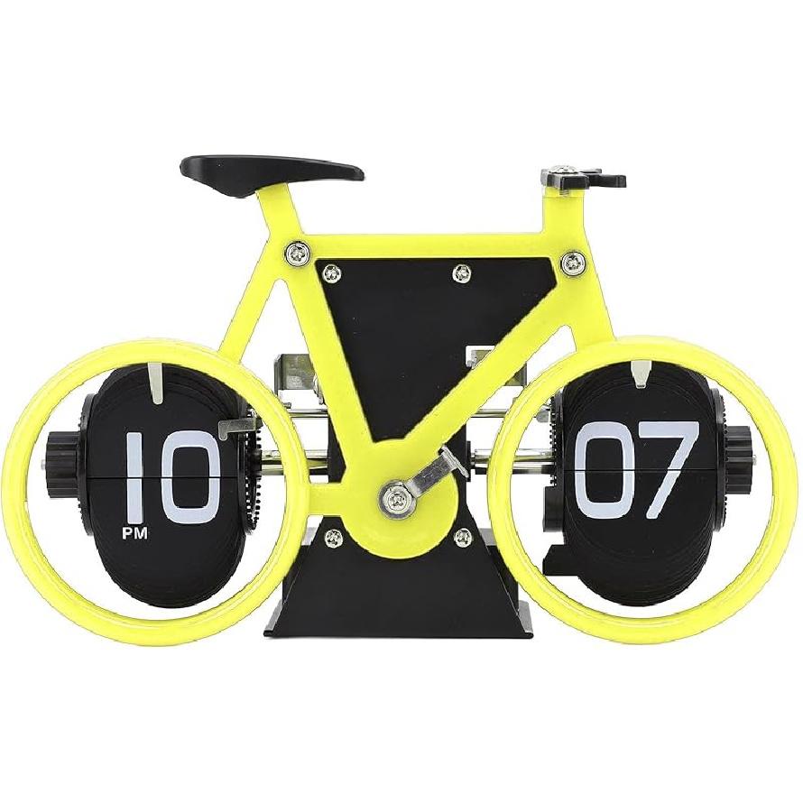 Desk Clock Bicycle Shape Flip Vintage Decor Clock for Desk Clock Flip Down Clock Novelty Desk Clock (Black)