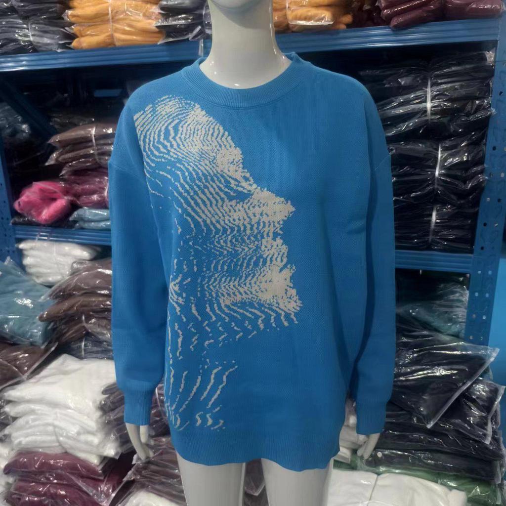 Y2K American High Street Casual Cupid Archery Jacquard Knit Sweater for Men and Women