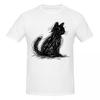 Unisex Cat Line Funny Modern Sketch Animal Awesome T Shirt Streetwear Oneck Cotton Tshirts