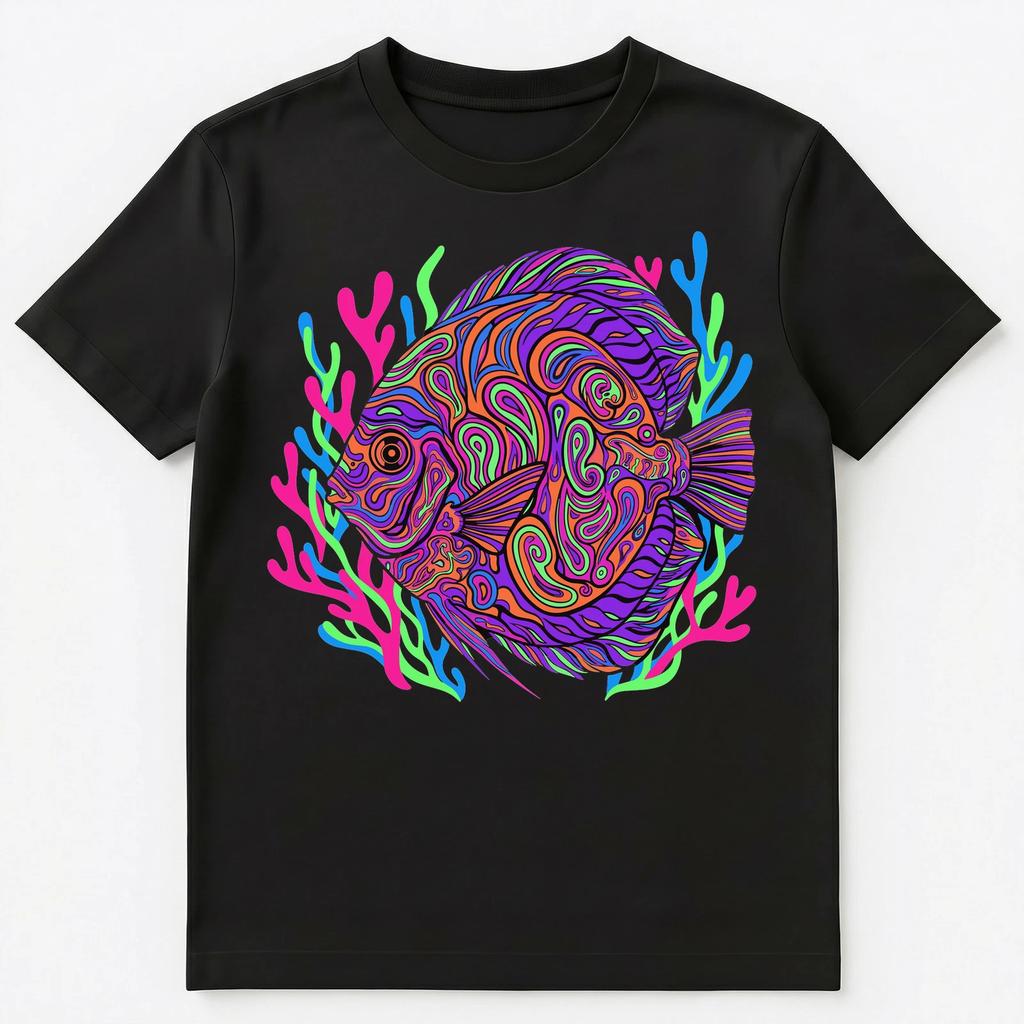 Ocean Vibrant Psychedelic Fish Underwater Art Unisex T-Shirt