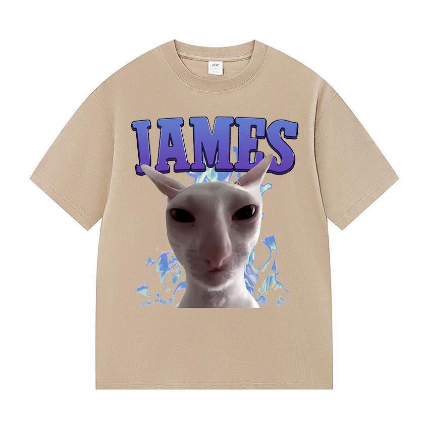 James IAMES Funny Cat Meme Tshirts Stupid Joke Gifts Cat Lover short sleeve tshirt Unisex Women fashion Oversized Cotton T Shirts
