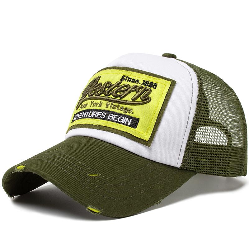 Baseballkappe Herren Netz Bestickt Buchstabe Trucker-Hut Snapback Damen Freizeitkappen Vintage Sonnenhüte Für Sommer Outdoor Tägliches Tragen