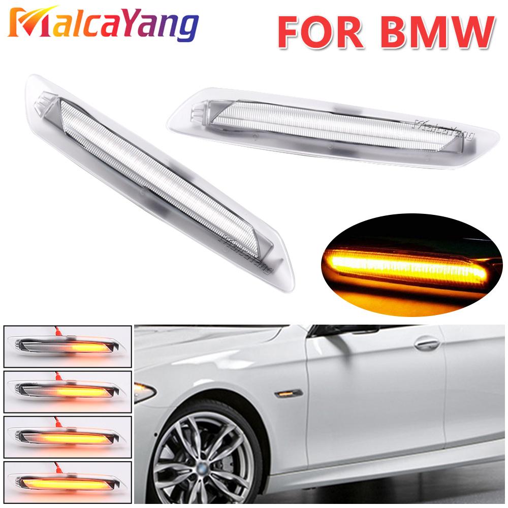 

2X LED Sequential Fender Indicator Side Marker Blinker Turn Signal Lights for BMW 5 Series F10 F11 528i 528iX 535i 2011 12 2013 Crystal lens