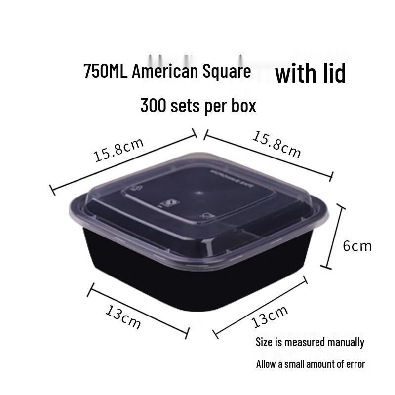 Tian Yajing 750ml Disposable Black Square Food Containers