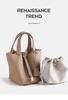 2025 Large Capacity Genuine Leather Commuter Handbag - Lychee Pattern Cowhide Bucket Bag