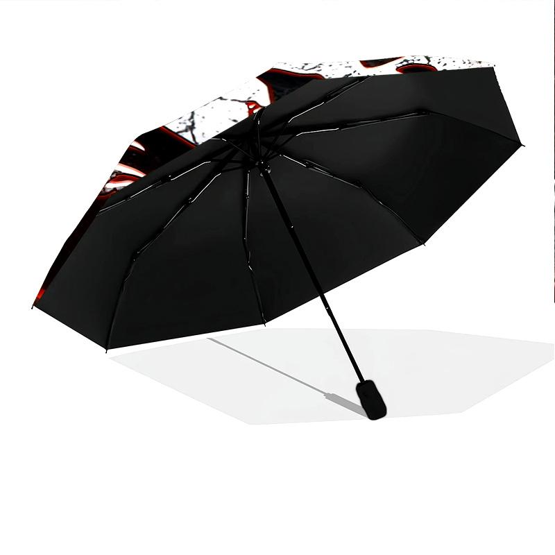 1pc Dragon, dinosaur pattern Umbrella Portable Folding Umbrella Iron Frame Hole Bone Structure Outdoor Home Umbrella
