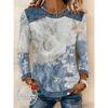 Mode Automnale Confortable Décontractée Polyvalente Ample pour Femmes T-shirts à Manches Longues Imprimés Multicolores à Col Rond